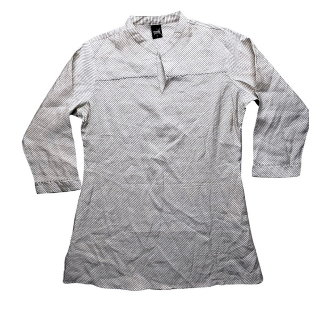 NWT Soch‎ women grey striped cotton tunic kurti top L boho casual resort